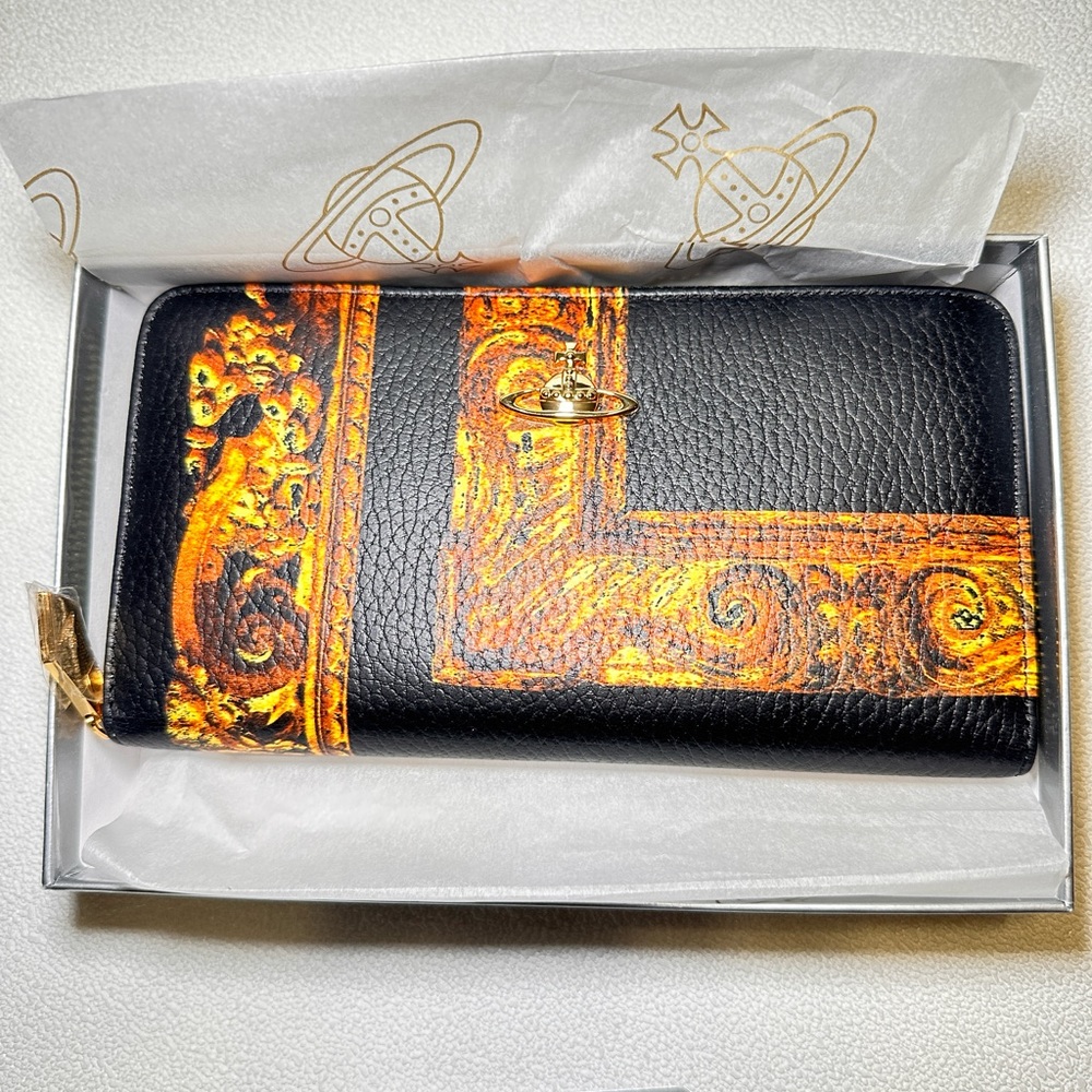 NewAuthentic Vivienne Westwood Unisex Orb Long Vegan Leather wallet/oil painting